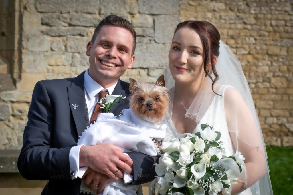 Bride, Groom and dog